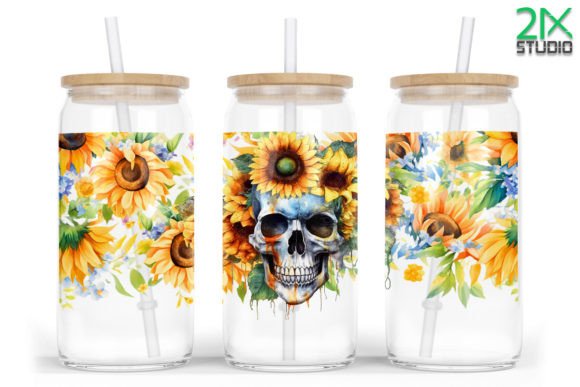 16oz Libbey Glass Can Skulls Sunflower: A Creative Halloween Craft for All