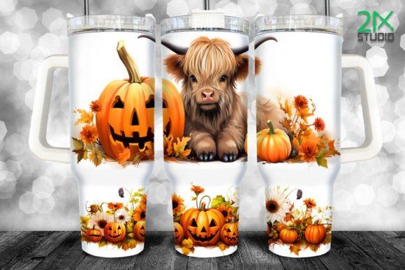 40 Oz Tumbler Highland Cow in Pumpkin