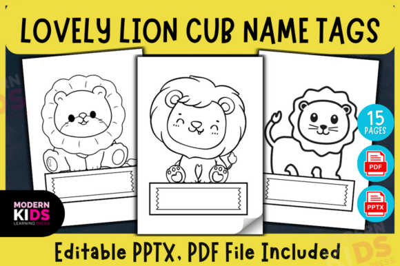 Beautiful and Practical: The Lovely Lion Cub Name Tags - Editable PPT