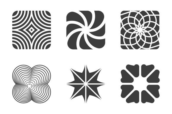 Brutalist Geometric Flower Shapes Logo