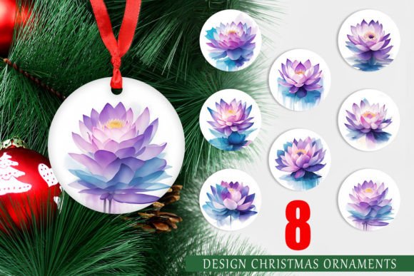 Christmas Ornament Watercolor Lotus: A Timeless Addition to Your Holiday Decor