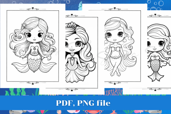 Cute Mermaid Coloring Pages 5 for Kids KDP