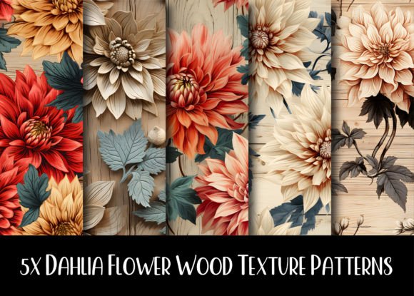 Dahlia Flower Wood Texture Patterns