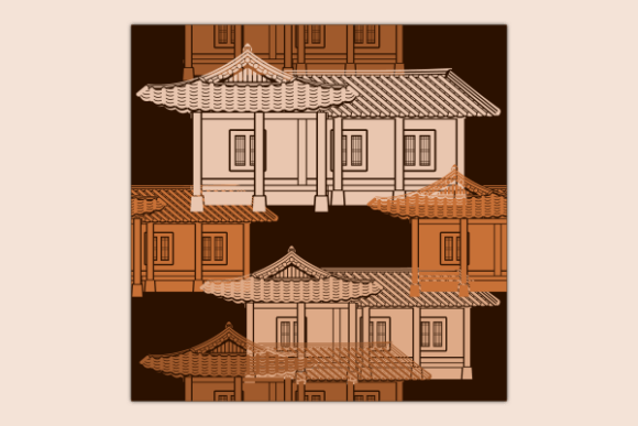 Dark Korean House Seamless Pattern