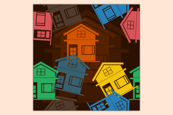 Flat Colorful Houses Dark Pattern: A Modern Design Solution for Creative Projects