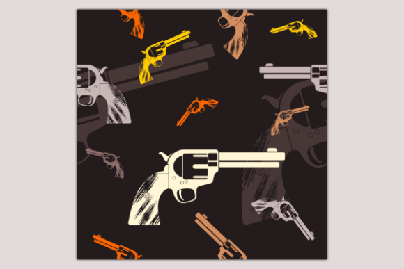 Flat Revolver Dark Seamless Pattern: A Monochrome Vintage Design