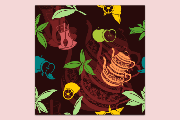Flat Turkish Tea Dark Seamless Pattern: A Modern Design Inspired by Ottoman Culture