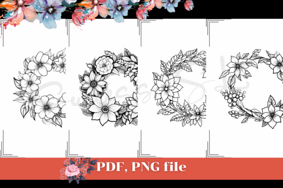 Flower Floral Wreath Coloring Pages, KDP: A Versatile Creative Resource