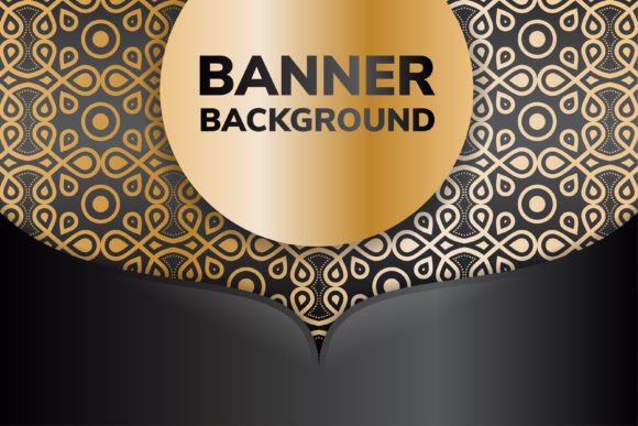Gold and Black Mandala Banner Background: A Luxurious Islamic Decorative Design