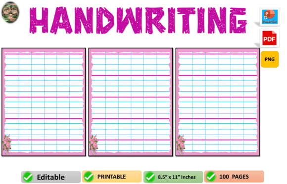 Handwriting Lined Paper Flowers