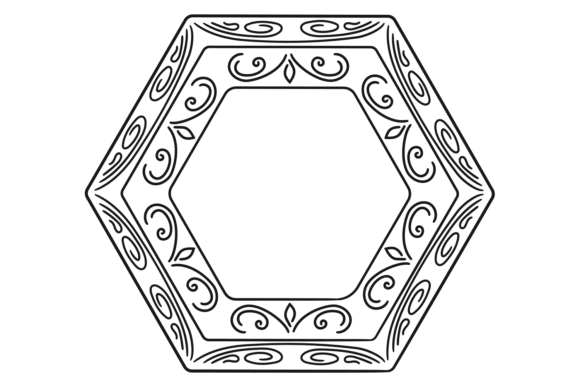 Hexagonal Hand Drawn Frame. Victorian De