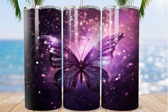 Purple Butterfly Tumbler Wrap
