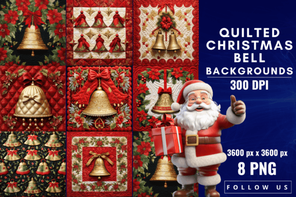Quilted Christmas Bell Background: A Festive Design with Timeless Appeal
