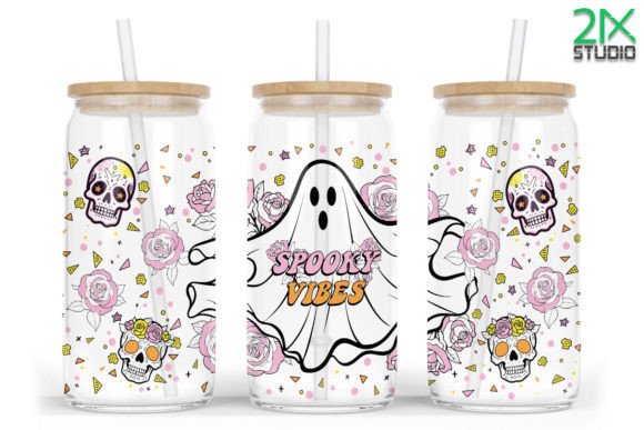Spooky Vibes 16oz Libbey Glass Can Wrap: A Halloween Craft Project for All Ages
