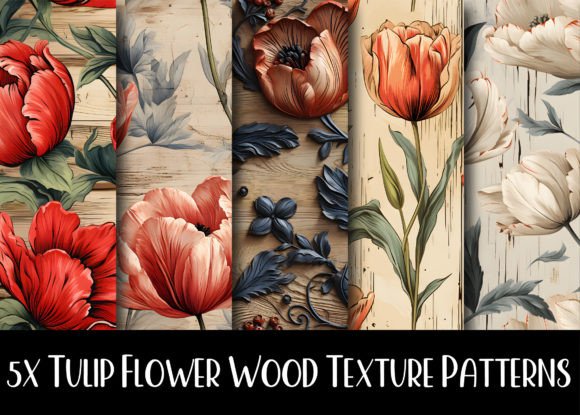 Tulip Flowers Wood Texture Patterns: A Fusion of Nature and Design