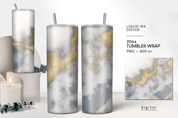 Tumbler Wrap Ink Gold Gray PNG