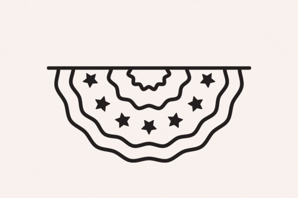 USA Pleated Fan Flag Outline Icon