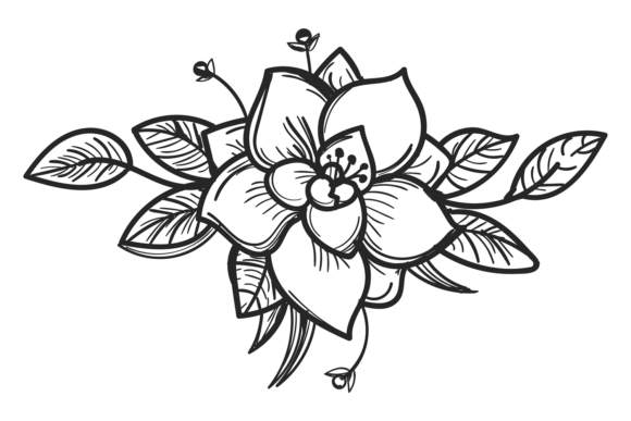 Vintage Flower with Botanical Branches: A Timeless Decorative Element
