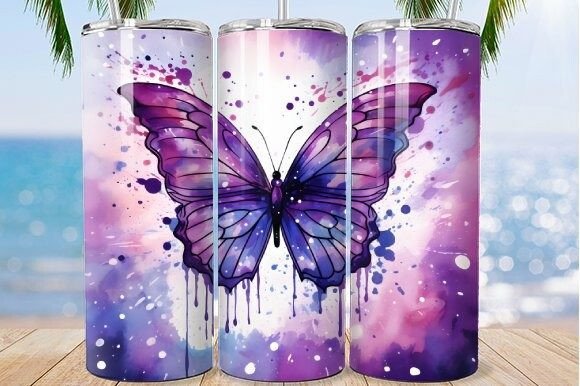 Watercolor Purple Butterfly Tumbler: A Whimsical Addition to Your Daily Routine